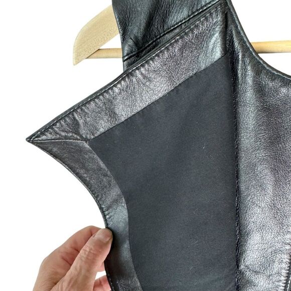 BCBG Max Azria Liu Black 100% Lamb‎ Leather Zip Front Fitted Moto Vest Sz… - Picture 7 of 12